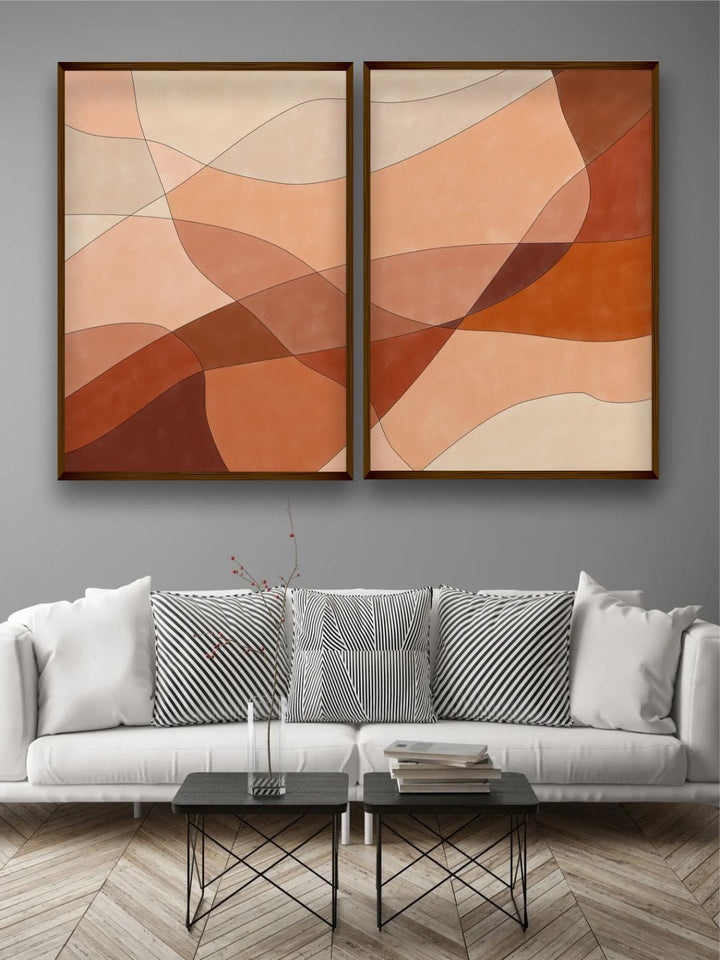 "Blue & White Abstract Painted Wall Art''