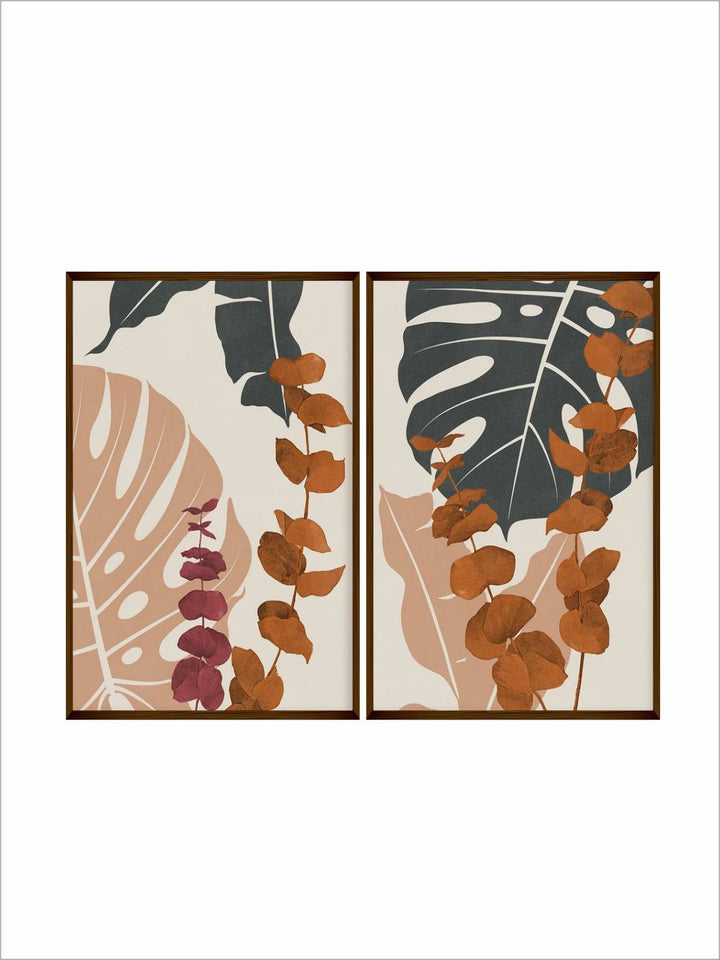"Set Of 2 Off-White Abstract Painting Wall Art''
