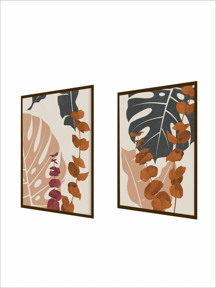 "Set Of 2 Off-White Abstract Painting Wall Art''