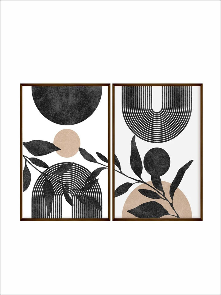 "Set Of 2 White  Grey Abstract Wall Art''