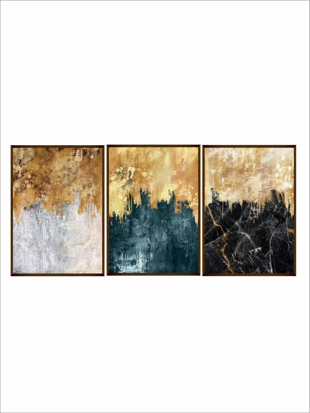 "Brown  Grey Set Of 3 Abstract Wall Painting''