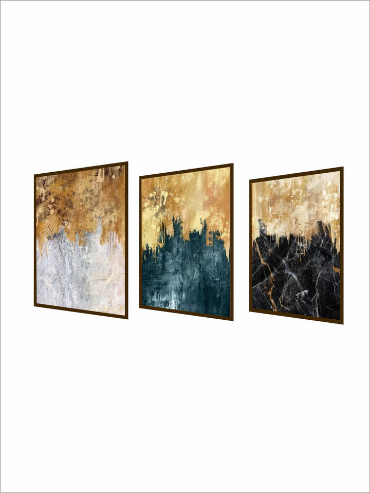 "Brown  Grey Set Of 3 Abstract Wall Painting''