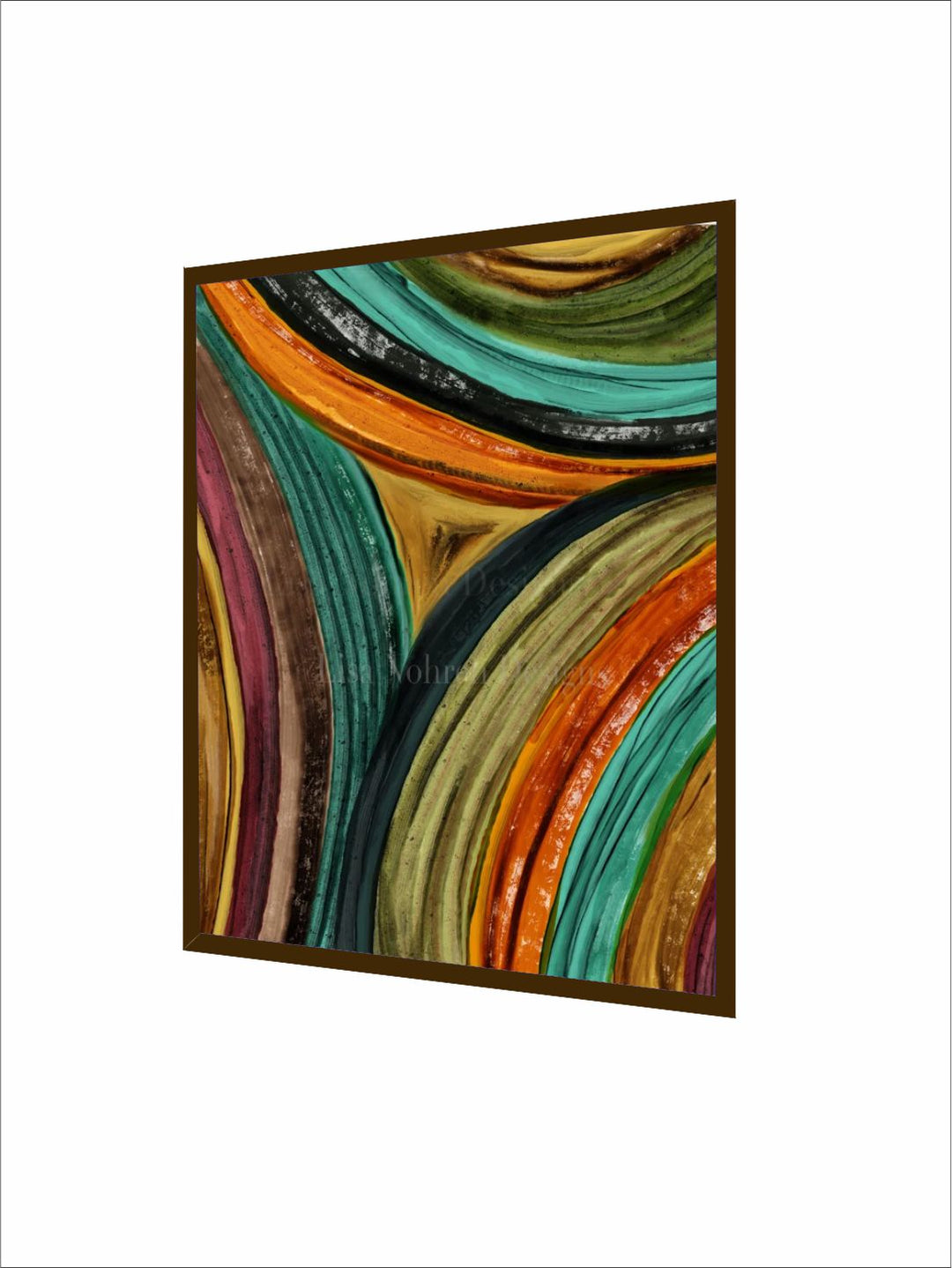 "Blue & Black Abstract Printed Framed Wall Painting''