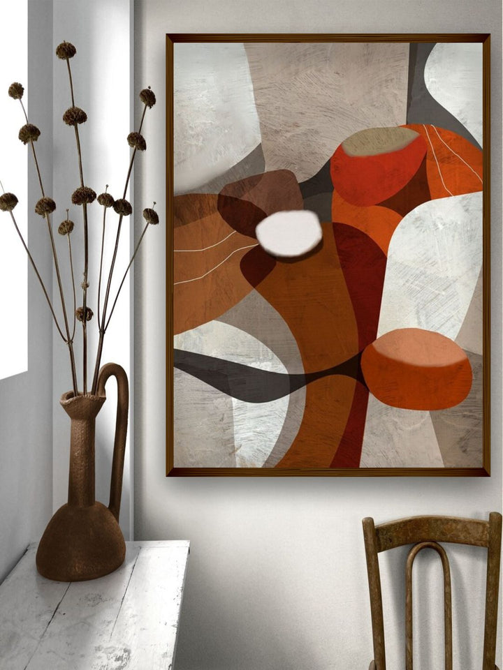 "Grey & Brown Abstract  Wall Art''