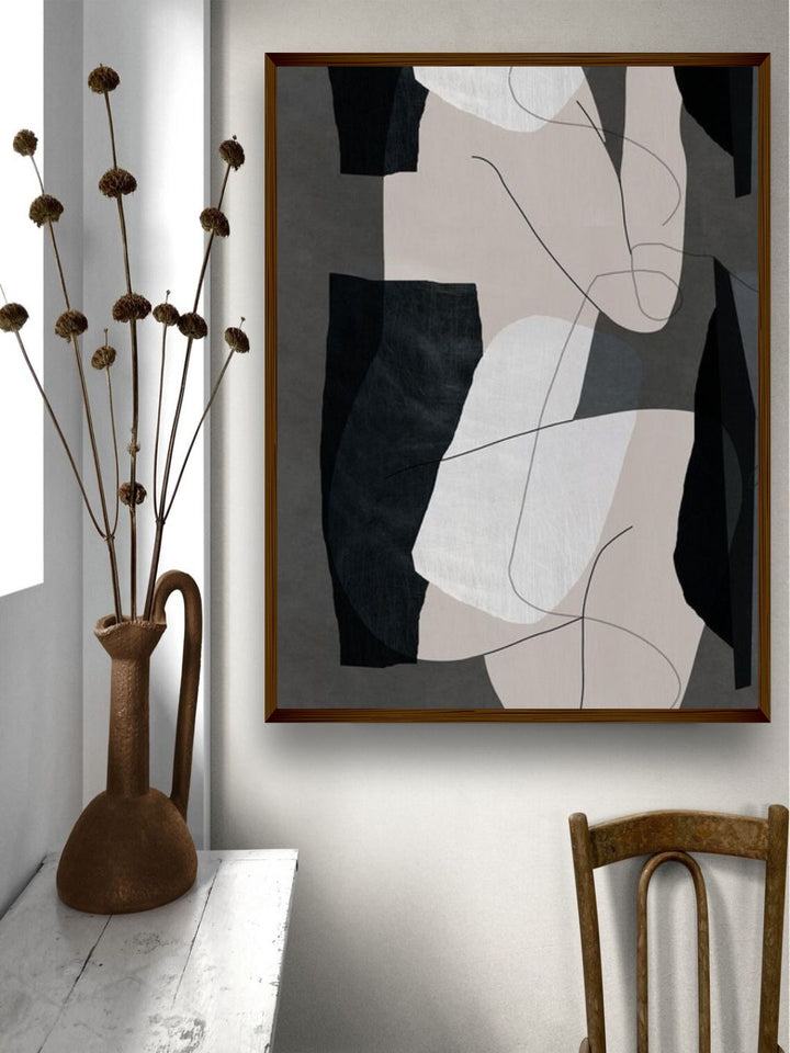 "White & Black Abstract Wall Art''