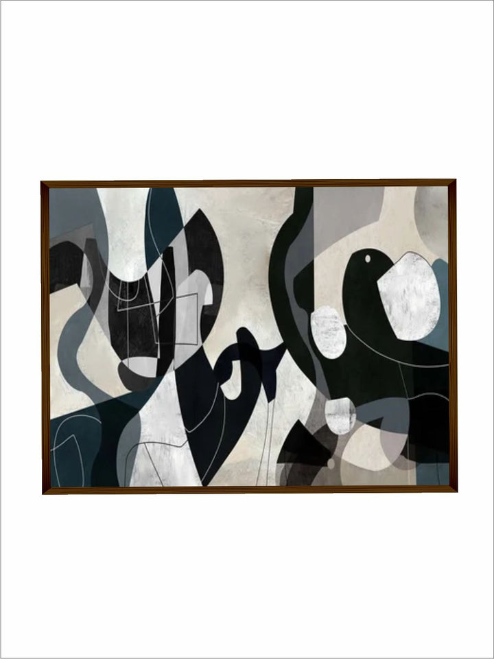 "White & Black Abstract  Wall Art''