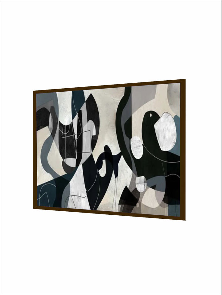 "White & Black Abstract  Wall Art''