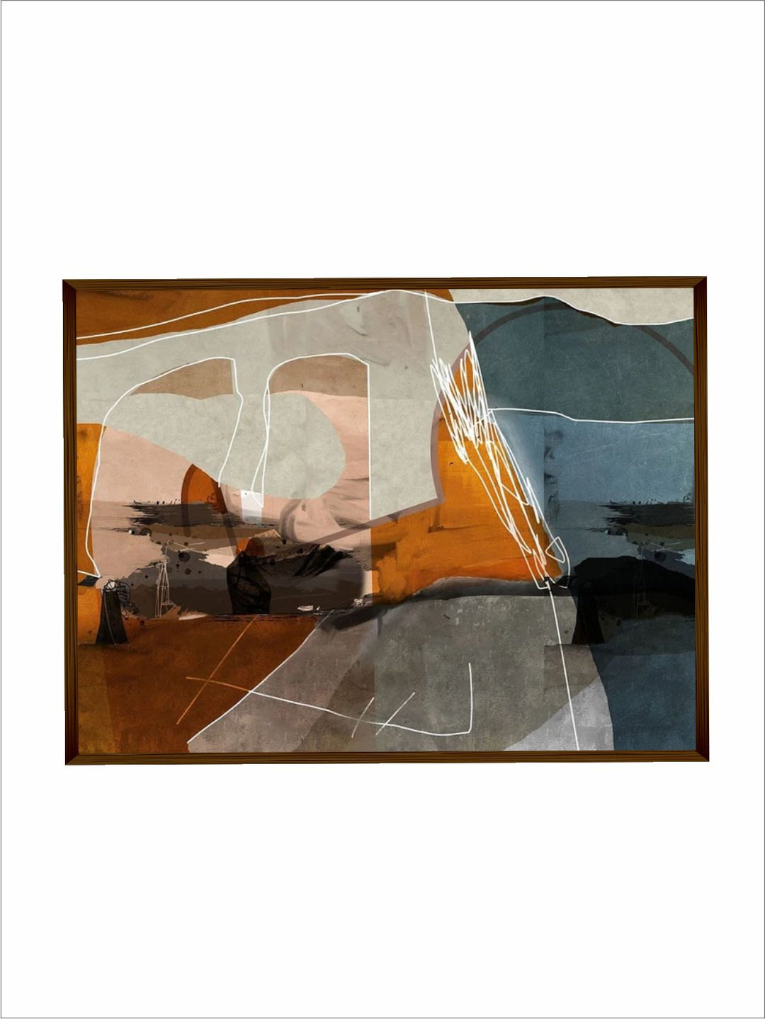 "Grey & Brown Abstract  Wall Art''