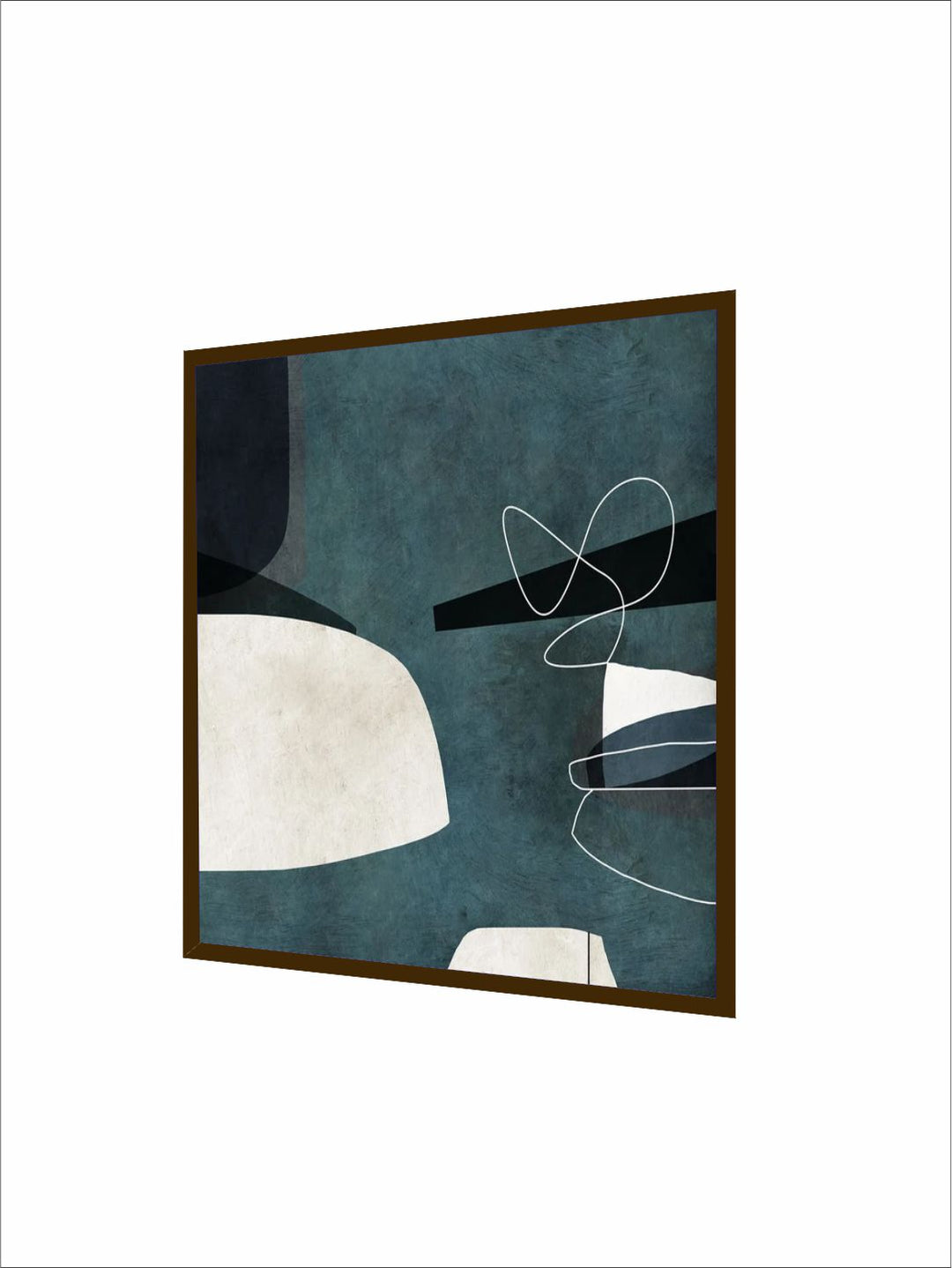 "Teal Blue & White Abstract Painting Wall Art''