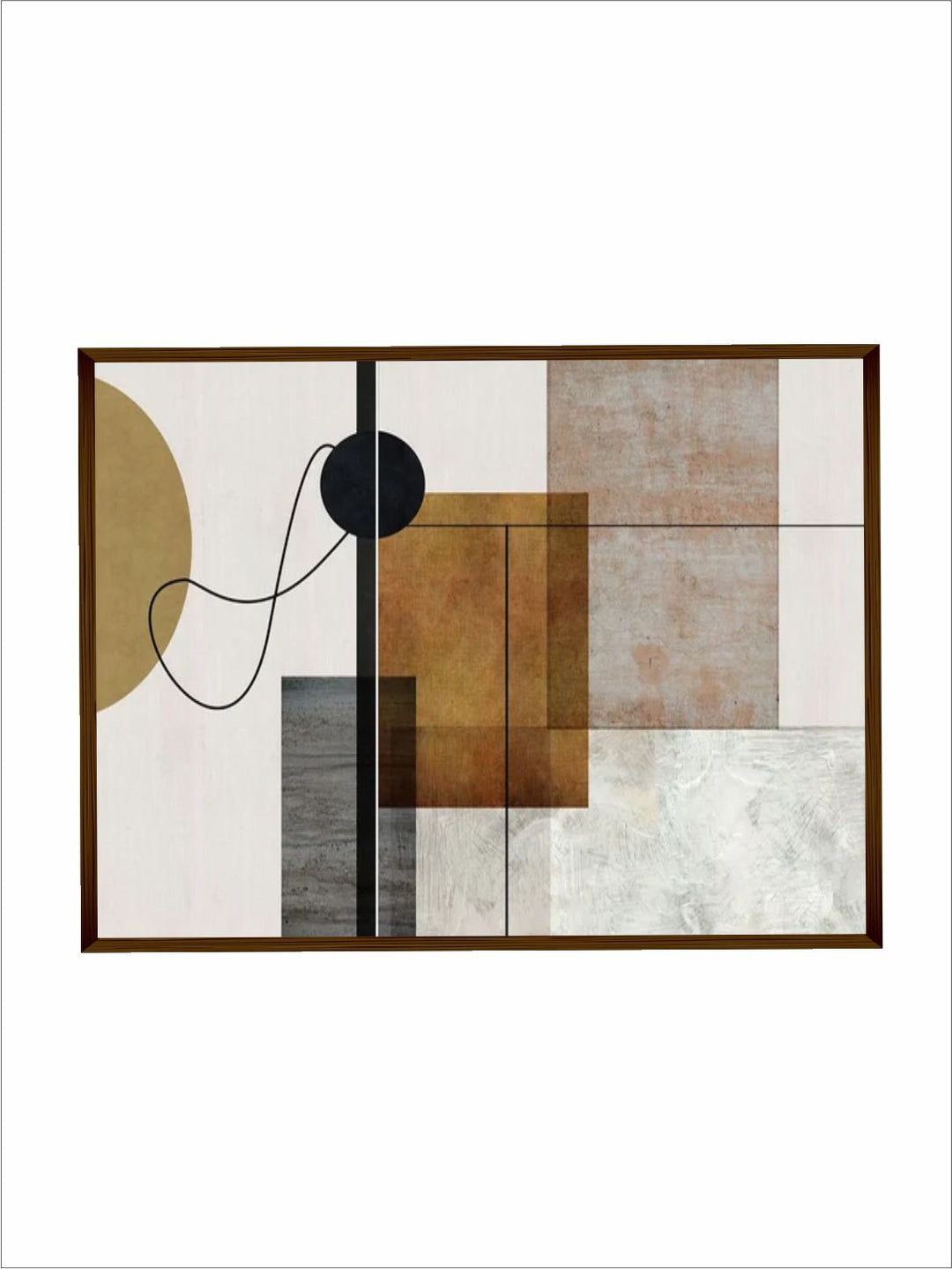 "White & Black Abstract Printed Framed Wall Painting''
