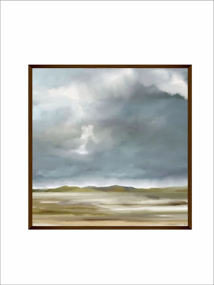 "Blue  White Abstract Wall Art''
