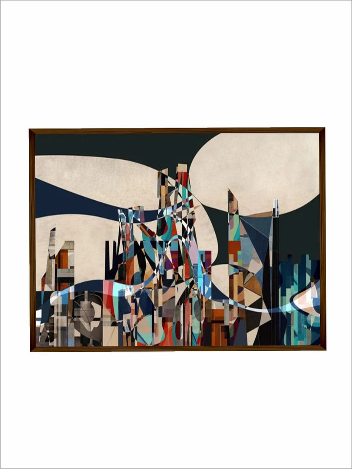 "Blue and Beige Abstract Painting Wall Art''