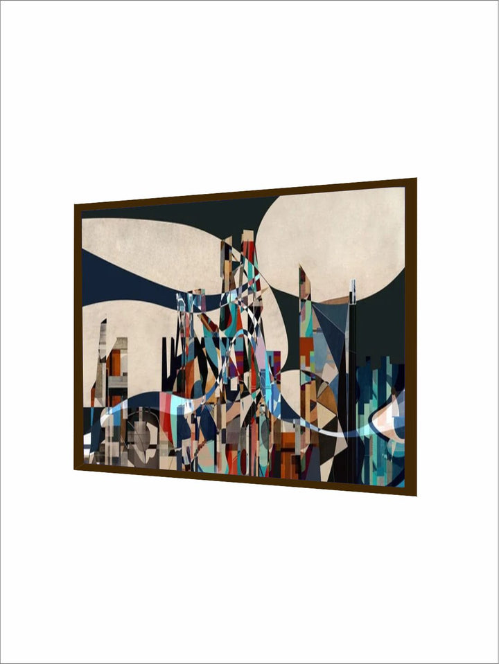 "Blue and Beige Abstract Painting Wall Art''