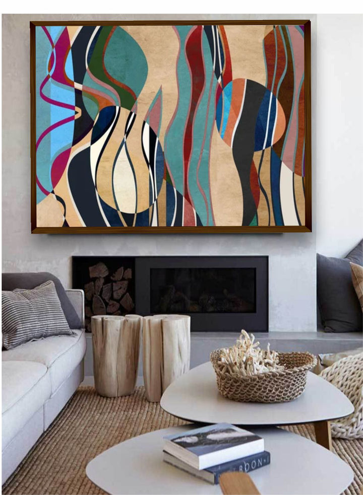 "Blue  Beige Abstract Painting Wall Art''