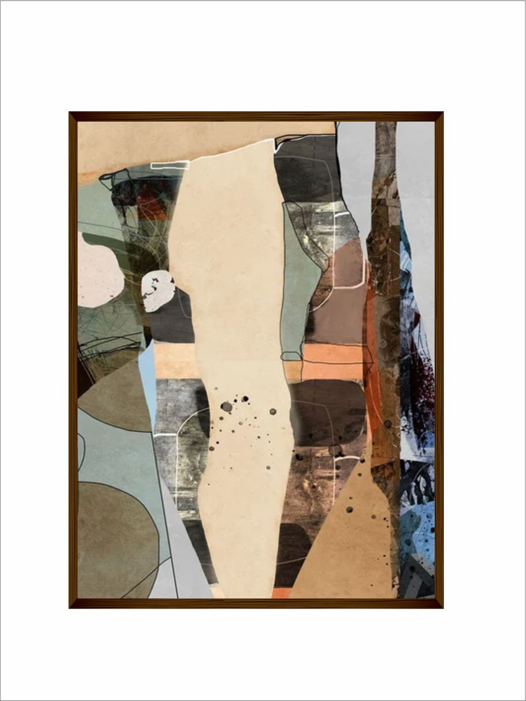 "  Blue & Brown Abstract Wall Art''