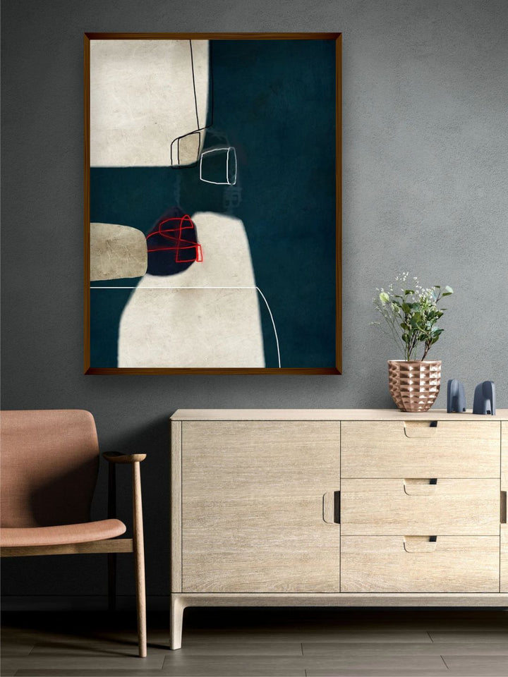"Turquoise Blue Abstract Painting Wall Art''