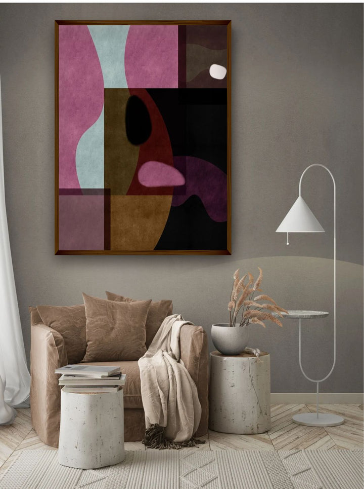 "Purple & Brown Abstract Painting Wall Art''