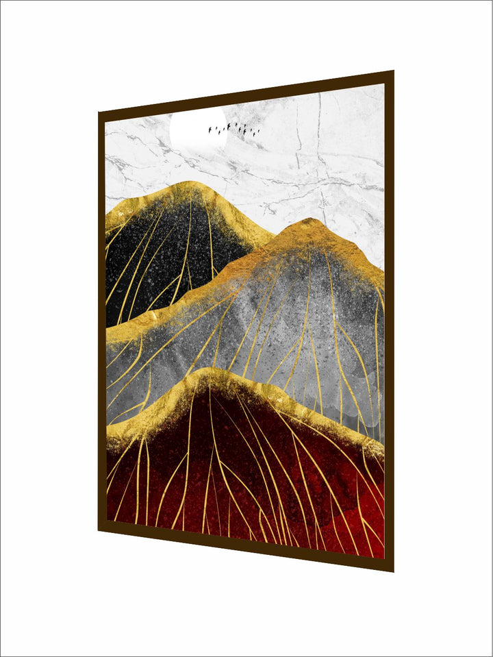 "Grey & Beige Abstract Printed Wall Art "