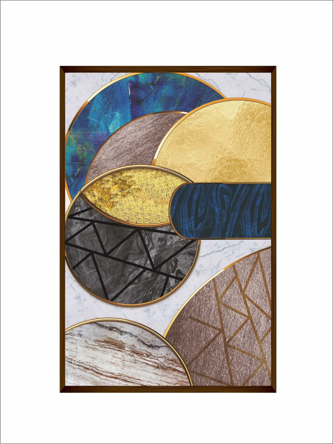 " Blue & Yellow Abstract Canvas Painting Framed Wall Art''