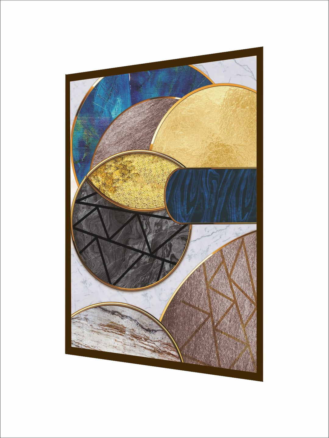 " Blue & Yellow Abstract Canvas Painting Framed Wall Art''