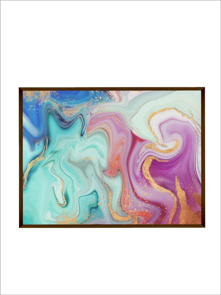" Green & Purple Abstract Painting Framed Wall Art''