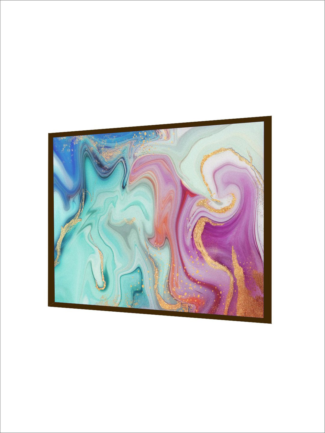 " Green & Purple Abstract Painting Framed Wall Art''