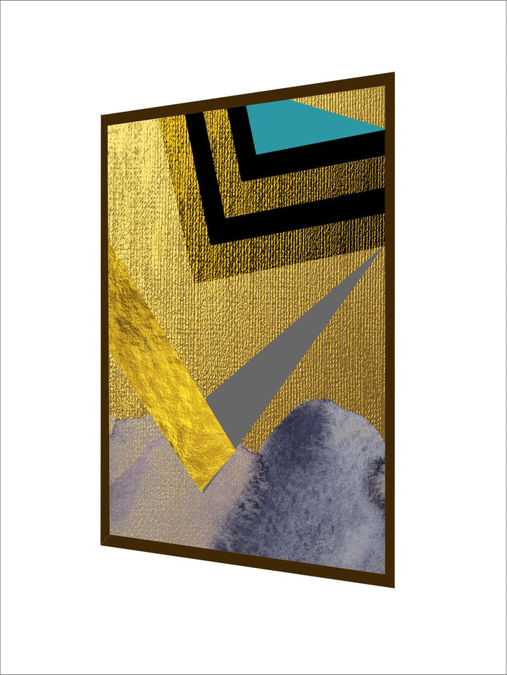 " Yellow & Grey Abstract Painting Framed Wall Art''