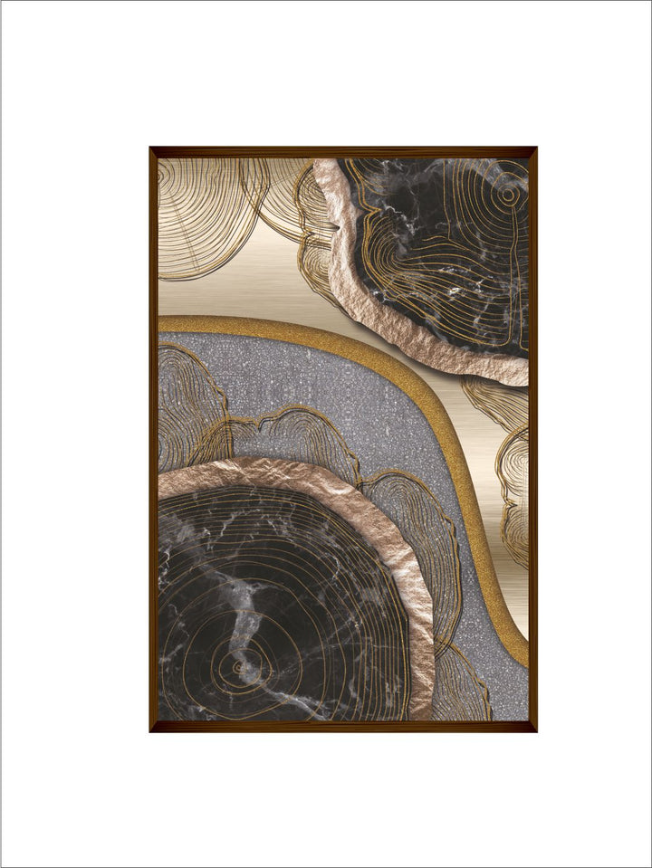 " Black & Beige Abstract Painting Framed Wall Art''