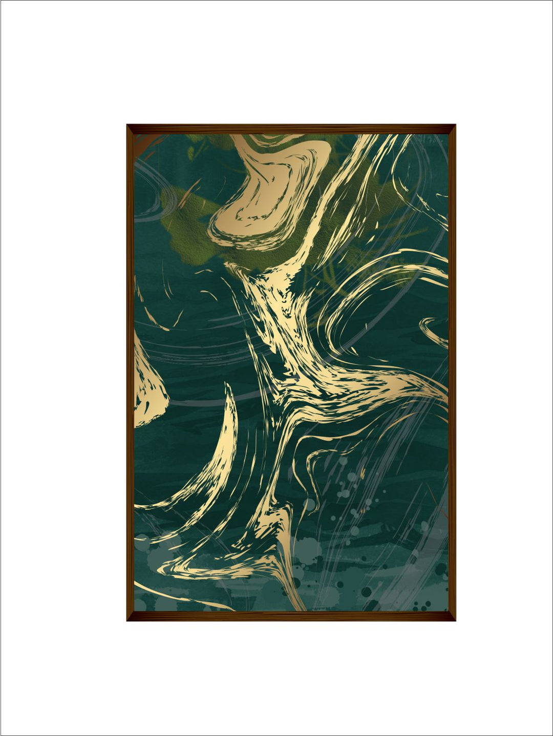 " Green & Yellow Abstract Painting Wall Art''