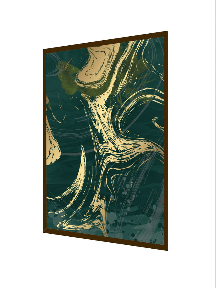 " Green & Yellow Abstract Painting Wall Art''