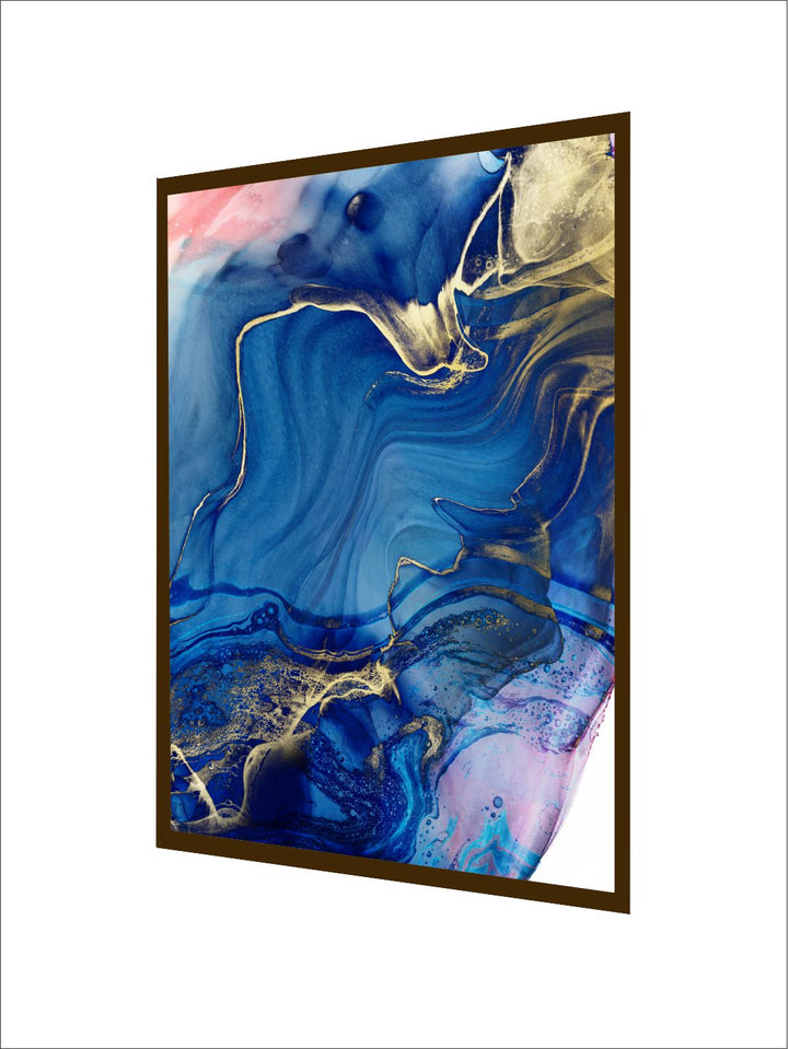"Blue & Pink Abstract Painting Framed Wall Art "