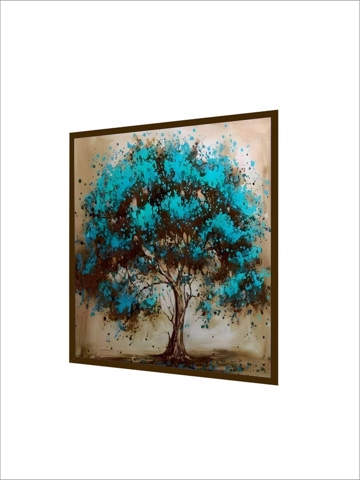 "Beige & Blue Tree Painting Wall Art"