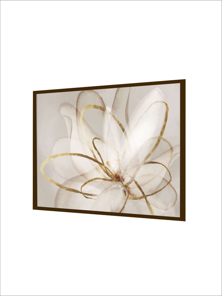 "Off-White & Yellow Abstract Canvas Painting Framed Wall Art"