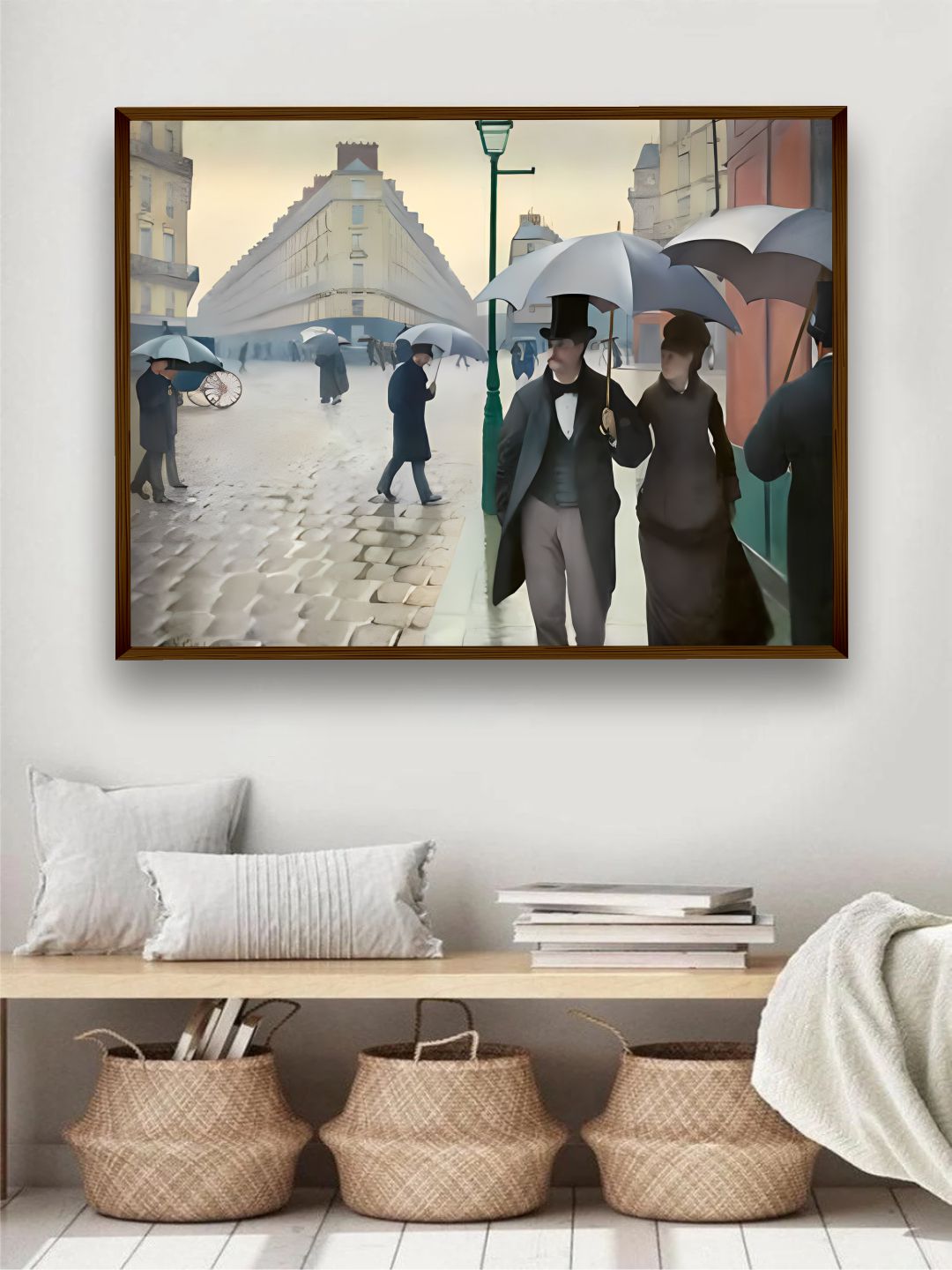 "Beige & Black Landscape Abstract Painting Wall Art"