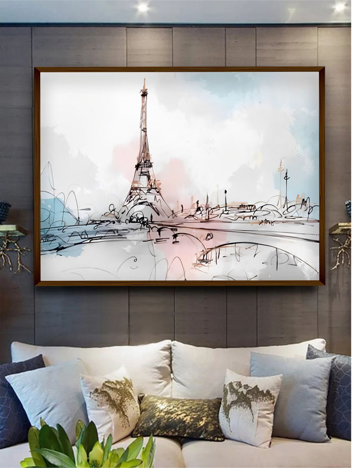"Brown & Blue Abstract Painting Framed Wall Art"