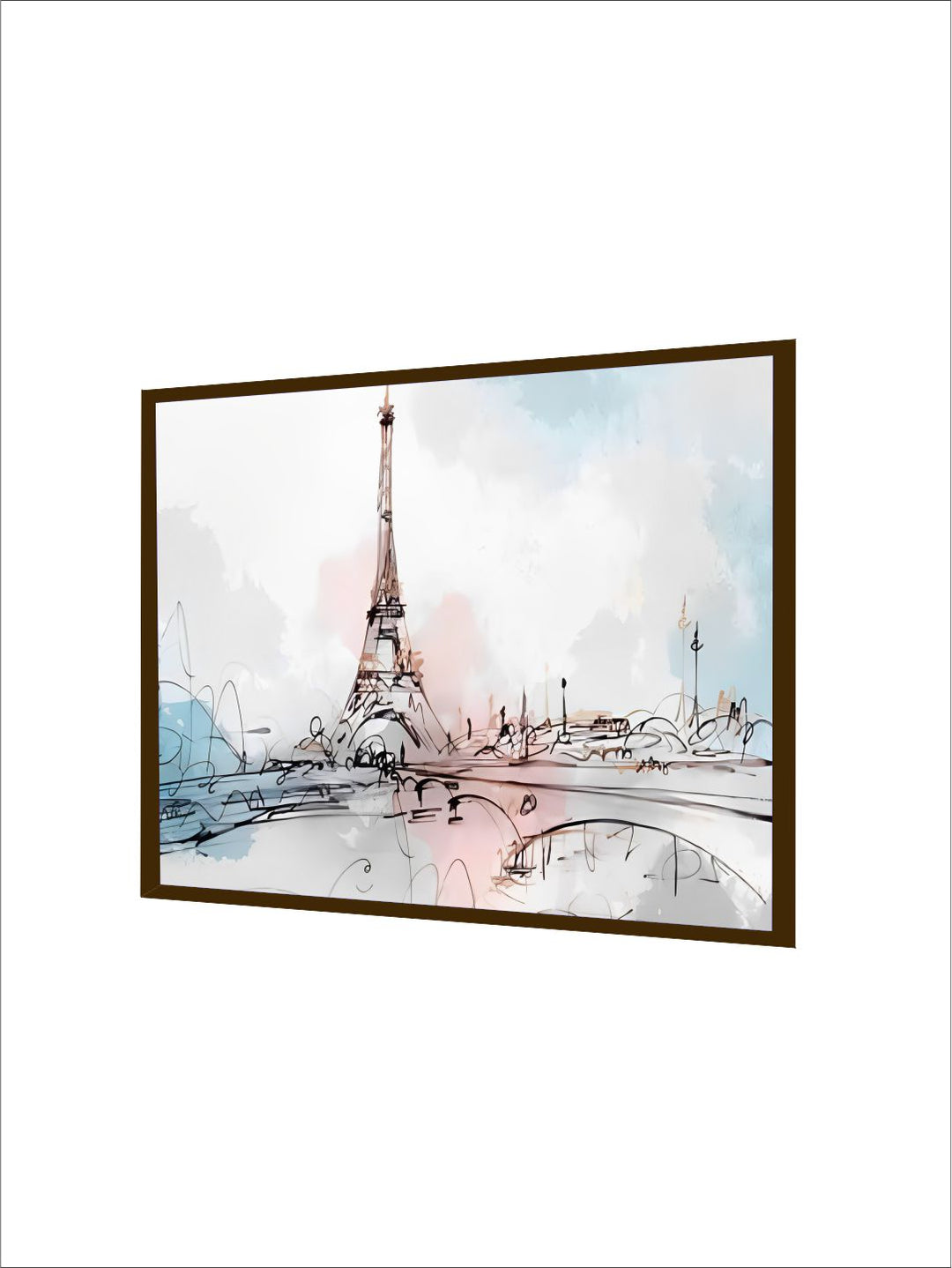 "Brown & Blue Abstract Painting Framed Wall Art"
