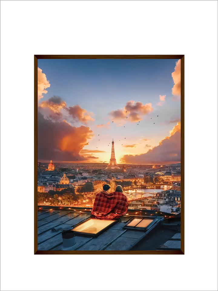 "Brown  Orange-Colored Landscape Painting Wall Art"