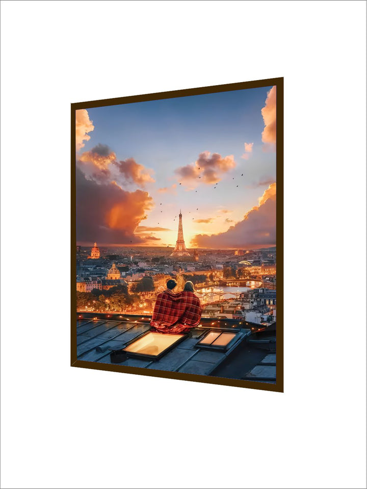 "Brown  Orange-Colored Landscape Painting Wall Art"