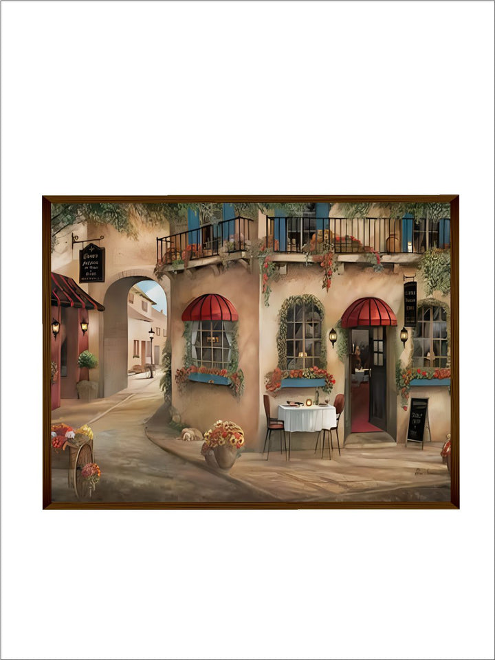 "Beige and Red Landscape Wall Art"