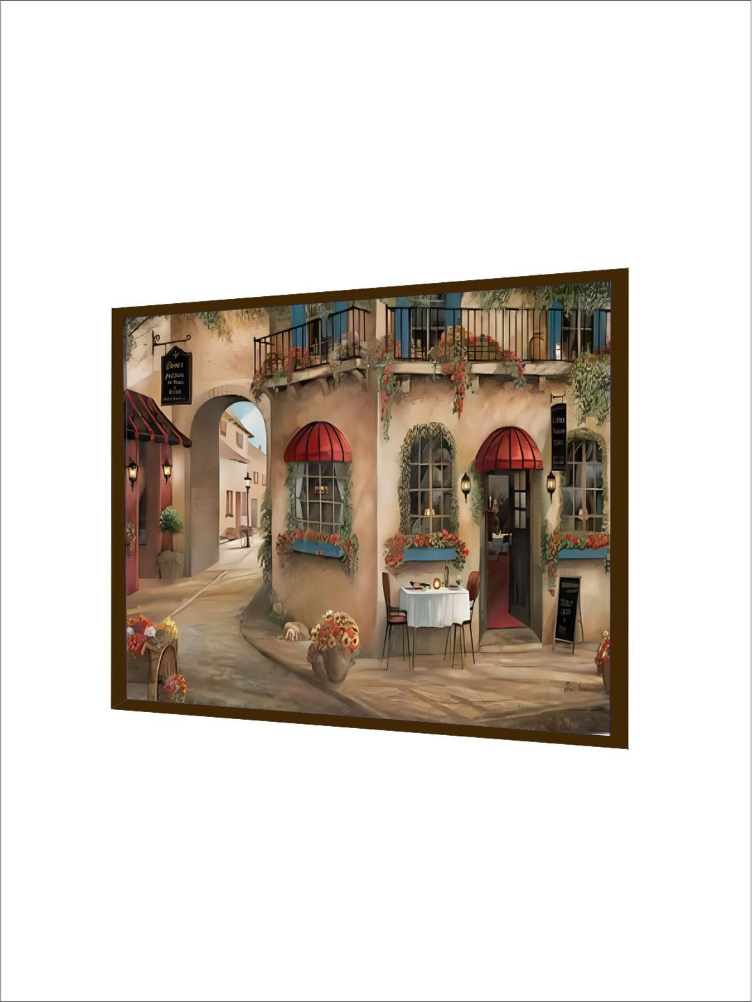 "Beige and Red Landscape Wall Art"