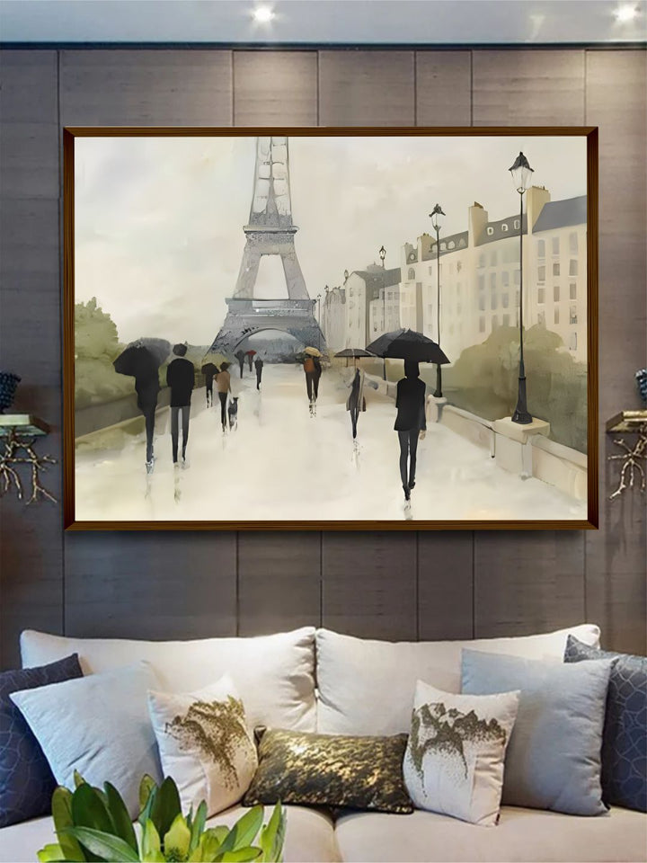 "Grey & Beige Landscape Painting Wall Art"