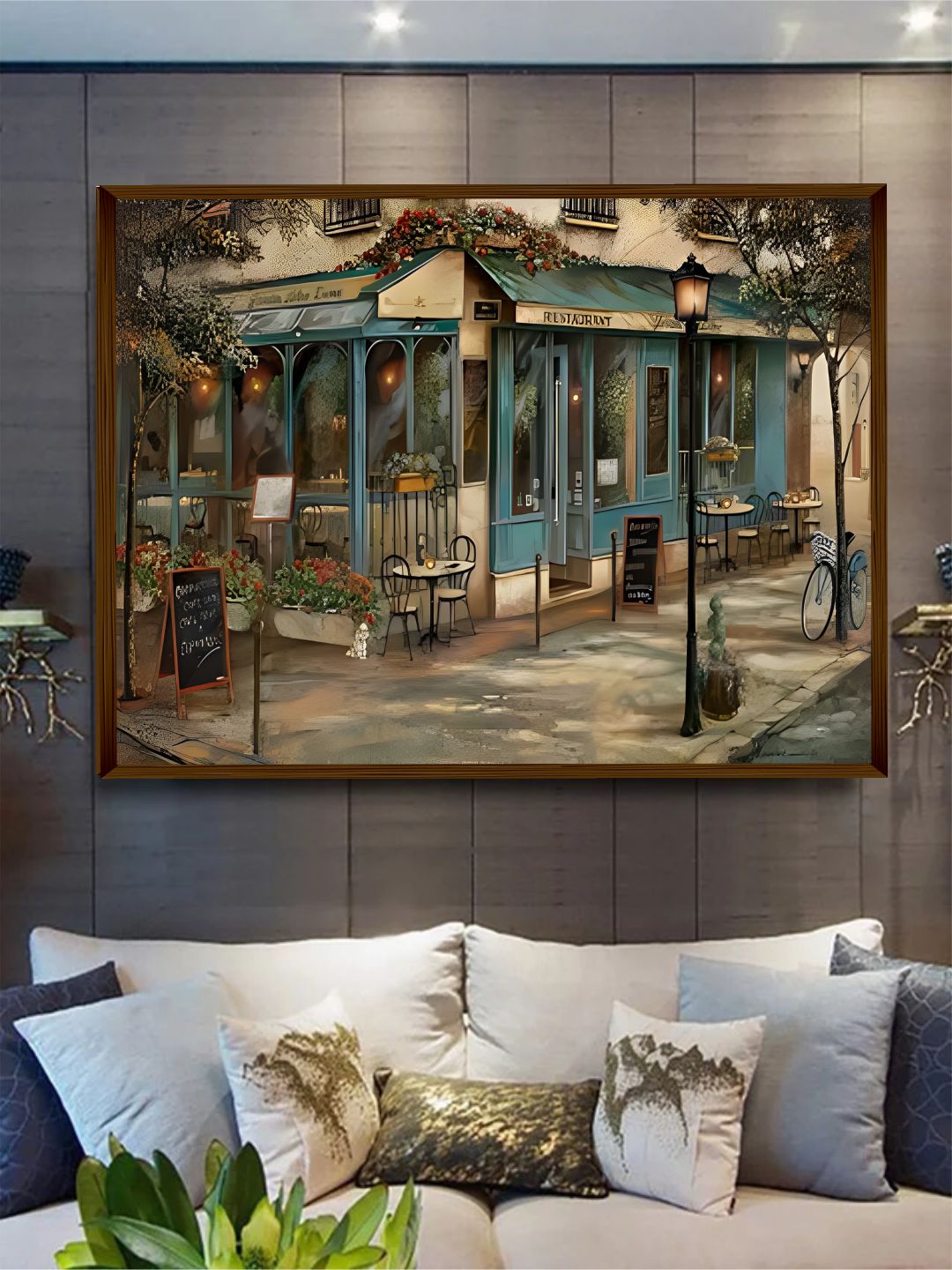"Blue & Beige Landscape Painted Wall Art"