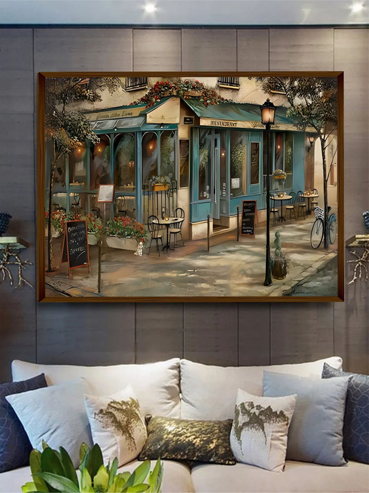 "Blue & Beige Landscape Painted Wall Art"