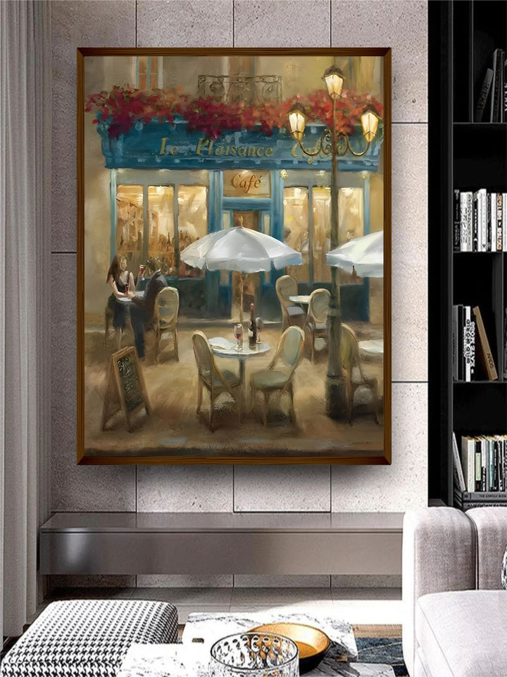 "Brown & Blue Portrait Abstract Painting Framed Wall Art"