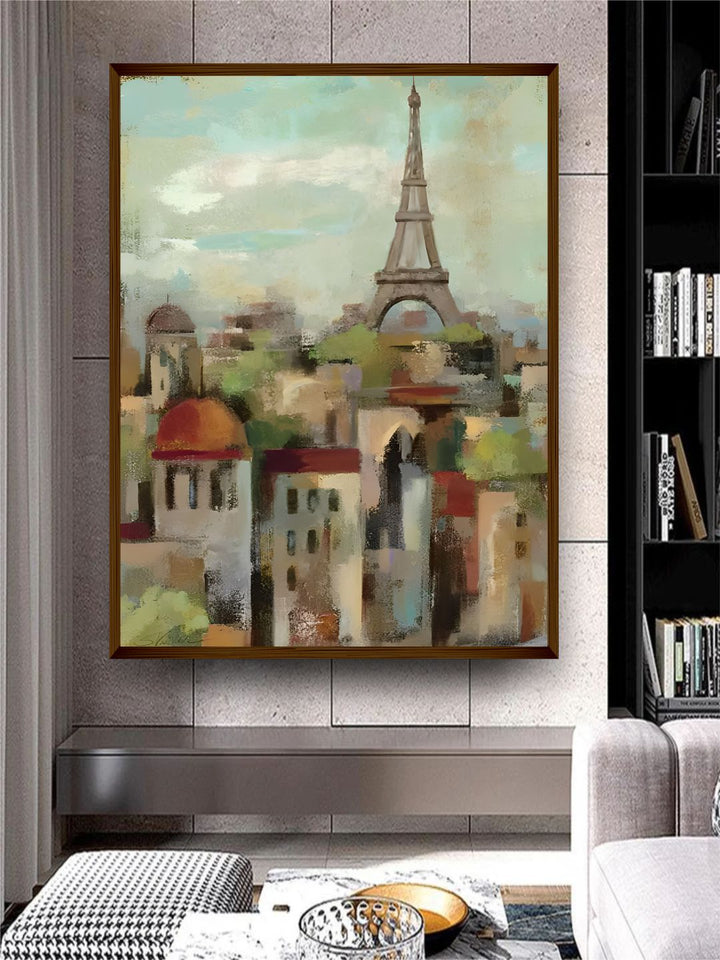 "Green & Grey Landscape Abstract Canvas Painting Wall Art"