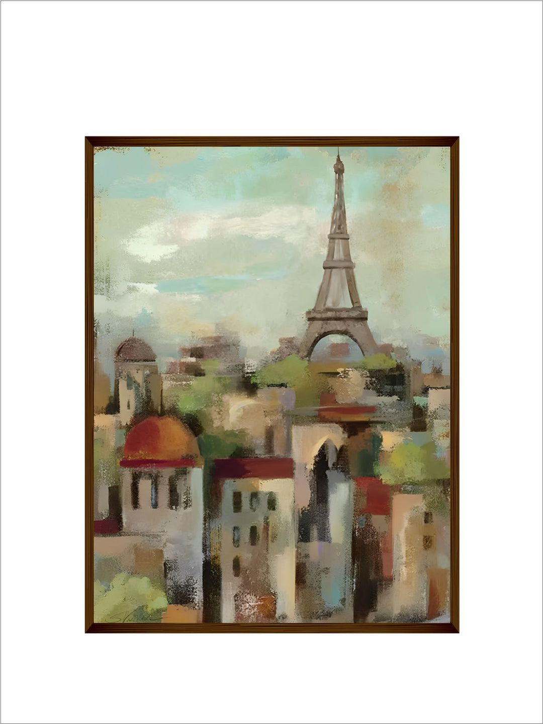 "Green & Grey Landscape Abstract Canvas Painting Wall Art"