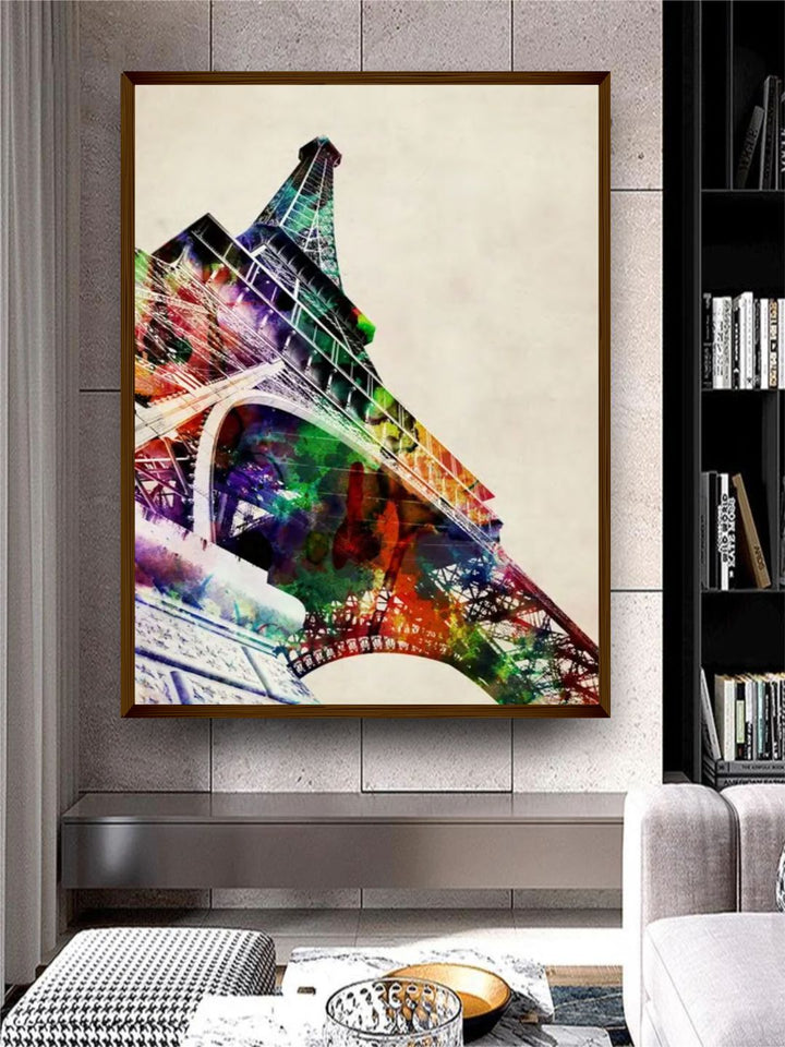 "Beige & Red Landscape Painting Wall Art"