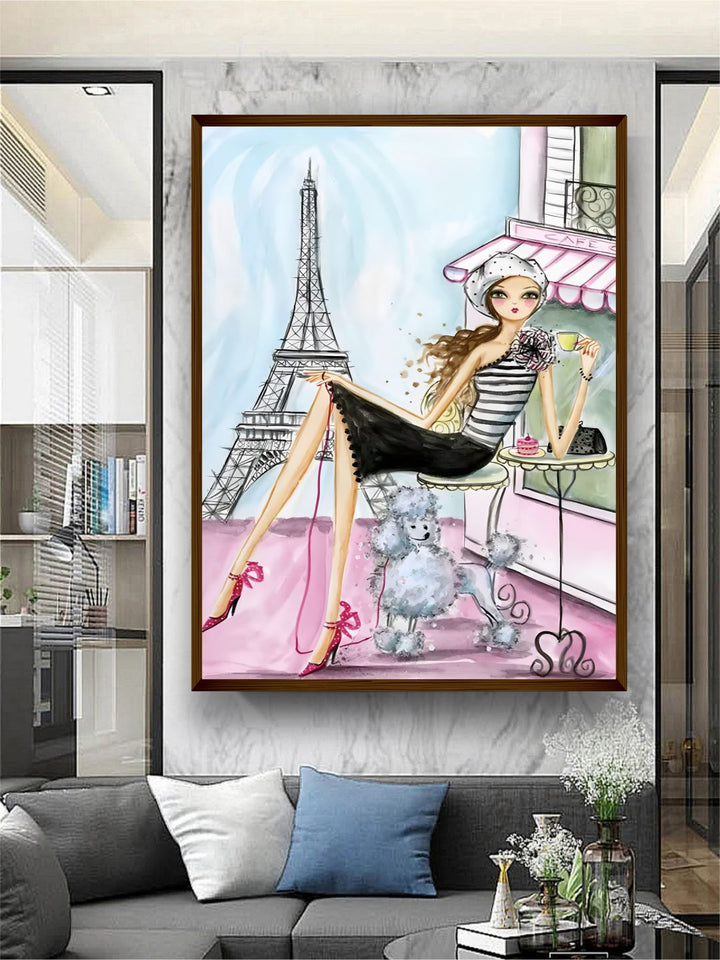 "Pink & Black Portrait Painting Wall Art''