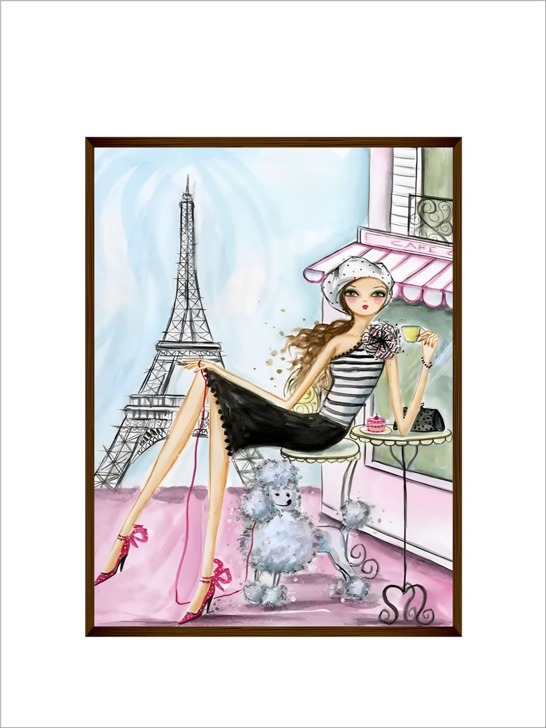"Pink & Black Portrait Painting Wall Art''