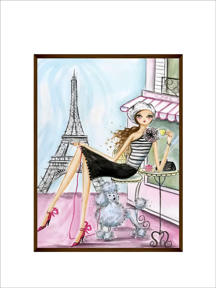 "Pink & Black Portrait Painting Wall Art''